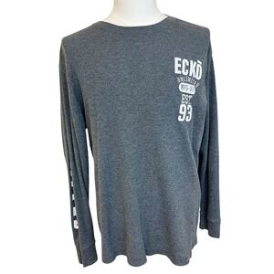 ECKO Unlimited Vintage Y2K Mens XL Long Sleeve Waffle Knit Gray Graphic‎ T-Shirt